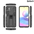 Quiberk for Xiaomi POCO M3 Pro 5G Camera Protection Stand Phone Case Shockproof Hard Matte Back Cover.