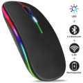 Rechargeable Wireless RGB Waterproof Optical Mouse, For Pc and Laptop Gamer Dual Model 2.4GHz Mouse - Nano receiver - Palm Grip - Black Fun Gaming - Optical Wireless Mouse.