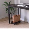 Heavy Duty Wooden CPU Trolley Computer Desktop Tower Stand with Locking Wheels,Multicolo. 