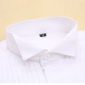 Wing Tip Collar Tuxedo Shirt Long Sleeve Men's French Cuff Button Wedding Dress Shirts Wingtip White Black Pleat with Bowtie KEEMEEUYZO. 