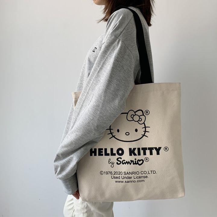 Canvas Tote Bag hello kitty Aesthetic Personalized Custom Reusable