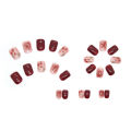 24Pcs Red Rose Gold Fake Nails with Glue DIY Art Design False Nails Wearable Nails Stylish Pattern Artificial Nails.