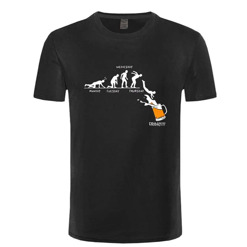 Friday Drinking O Neck Men T Shirt Time Schedule Funny Monday
