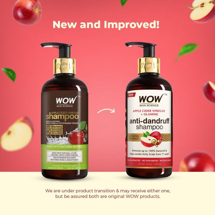 WOW Apple Cider Vinegar No Parabens & Sulphate Shampoo, 300mL