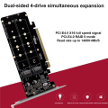 NXFDSIOZ 2X PCIE X16 to M.2 M-Key NVMEx4 SSD 2U Server Riser Card Double-Sided 4-Disk NVME RAID PCI-EX16 Split Card. 