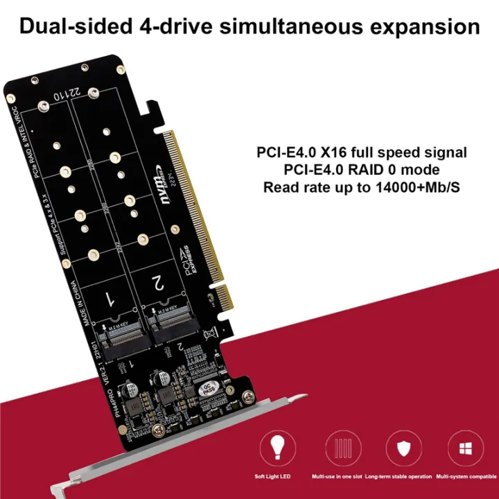 NXFDSIOZ%202X%20PCIE%20X16%20to%20M.2%20M-Key%20NVMEx4%20SSD%202U%20Server%20Riser%20Card%20Double-Sided%204-Disk%20NVME%20RAID%20PCI-EX16%20Split%20Card%20-%20Image%205