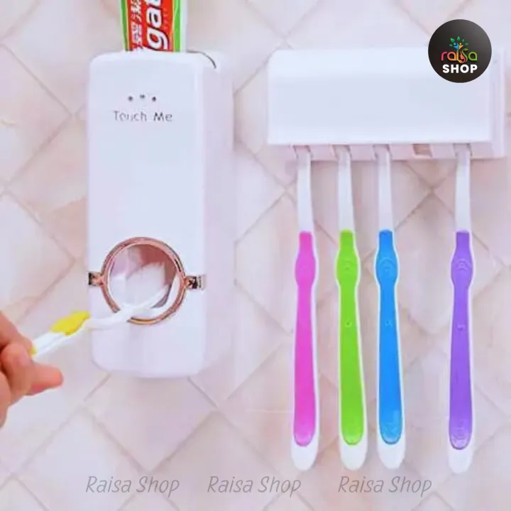 RAISA%20Automatic%20Toothpaste%20Dispenser%20and%20Brush%20Holder%20Set%20%20Wall%20Mountable%20Bathroom%20Organizer%20with%20Dust%20Proof%20Toothbrush%20Storage%20-%20Image%207