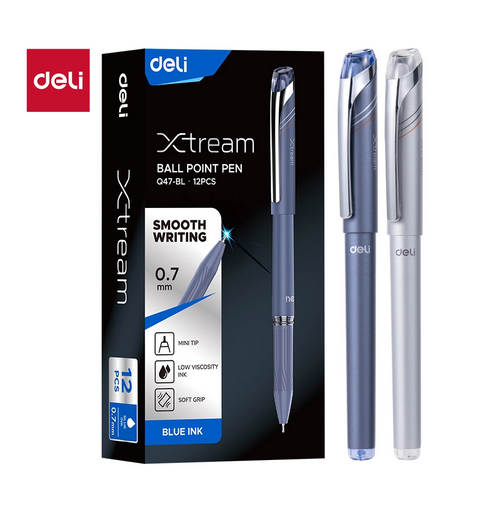 Deli EQ47-BL Ballpoint Pen Blue 12 Pcs pack