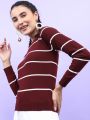Pantoneclo Premium Women's / Girl's Round Neck Pullover Long Sleeve Stripe Sweat Shirt / Sweater / Cardigan / Jumper. 