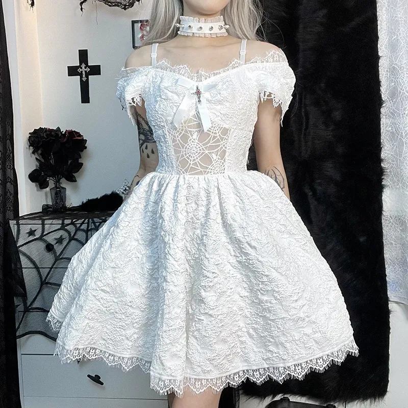 white grunge dress White Brown Grunge Marble Print Sleeveless Knee Length Dress main image 1