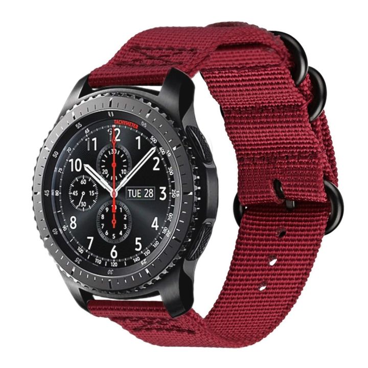 For Samsung Galaxy Watch Active 2 18mm / Gear S3 Nylon Three-ring Watch Band(Black)