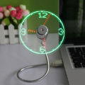 Durable USB Fan Desktop LED Light Clock Cooling Gadget Flexible Metal Hose(null). 
