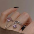 Barbara Bangladesh Jewelry GEM GIRL pink women's new style zircon finger ring. 