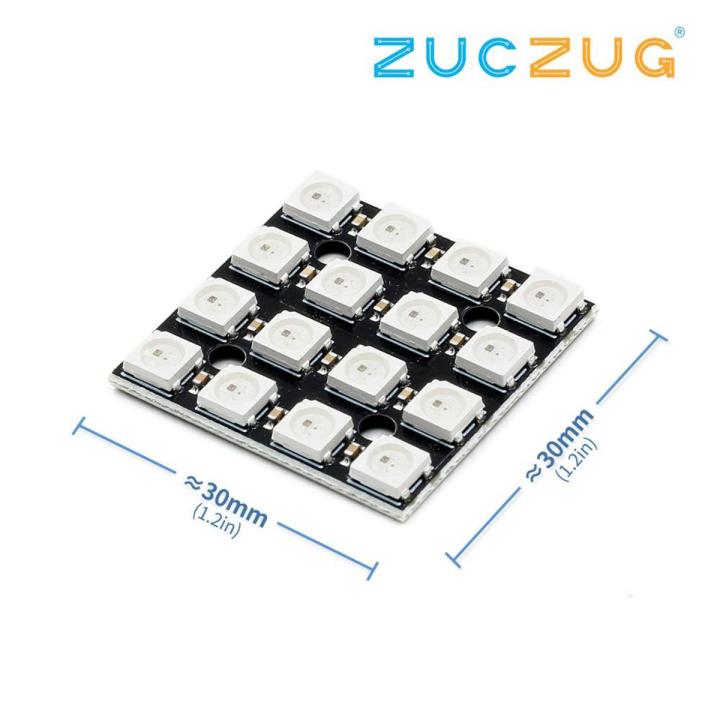 HiLetgo Panneau LED RGB WS2812B 4x4 - 16 Bits - 5050 - Compatible Arduino - Pour Projets DIY Et Décoration