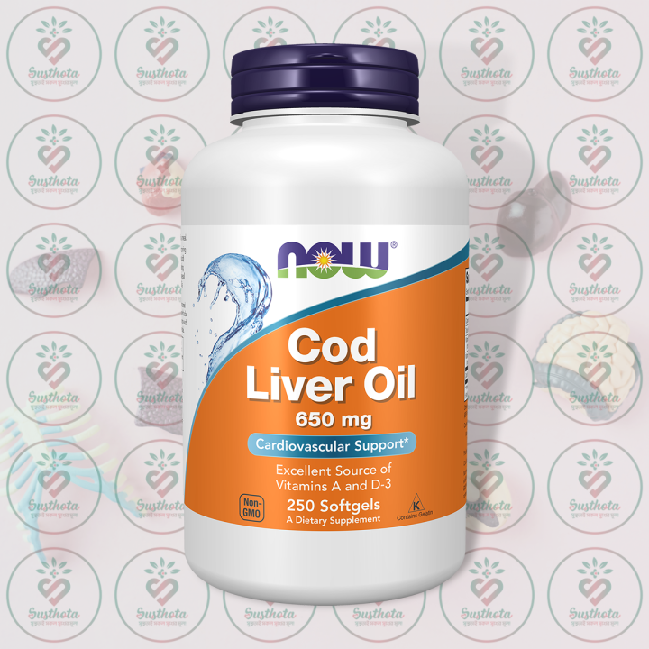 NOW Cod Liver Oil – 650 mg – 250 Softgels – with Vitamins A & D-3 – for Cardiovascular Support & Immune Health