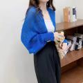 2024 Mesh Ice Silk Knitted Cervical Support Summer Sun Protection Cardigan Outer Wear Women's Short Cape Air Conditioning Shirt Outer. 