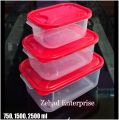 Plastic Food Storage 3 Piece Set Box Container With Lid - 750/1500/2500 ml. 