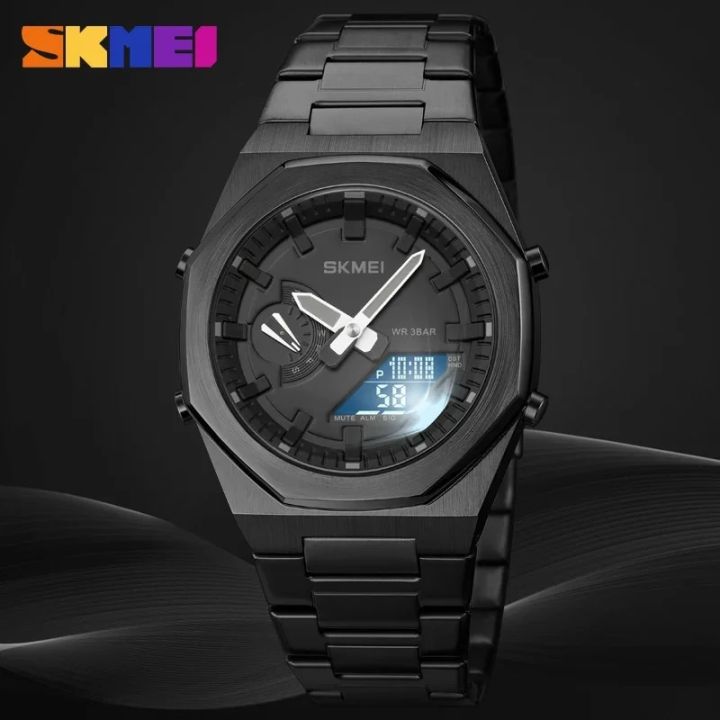 SKMEI%201816%20Quartz%20Watch%20For%20Men%20Sport%20Stainless%20Steel%20Wrist%20Male%20Watch%20Digital%20Dual%20Time%20Display%20Waterproof%20Clock%20Reloj%20Hombre%20-%20Image%203