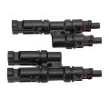 1 Pair T Type Branch Solar Panel Adapter 2 in 1 Parallel Connector Cable Splitter. 