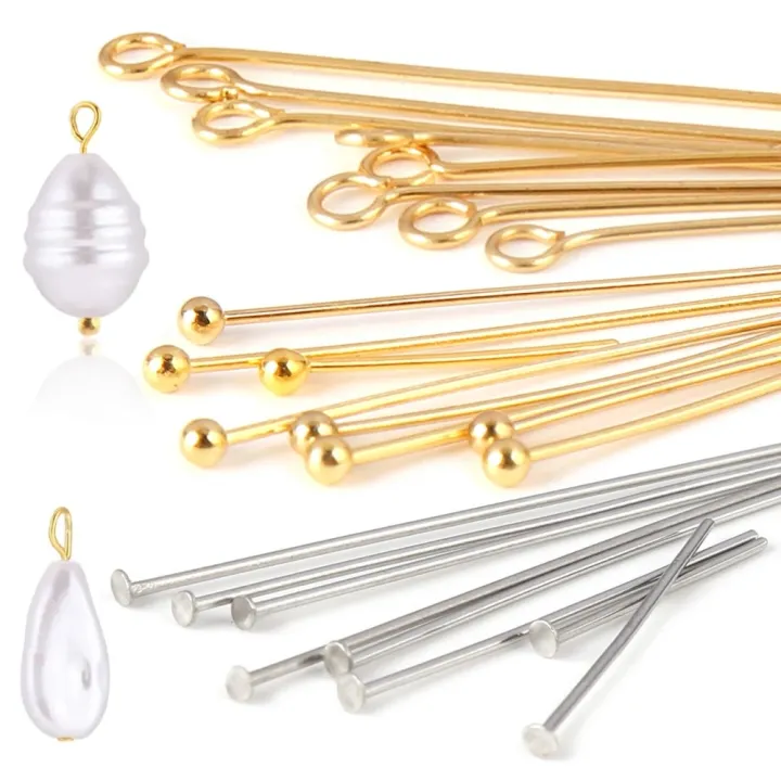100pcs 316L Stainless Steel Flat Head Pin For Jewelry Making Supplies Ball pins Jewelry Findings Headpins Eye Pins Accessories