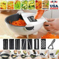 Magic Rotate Vegetable Cutter with Drain Basket Multi-Functional Kitchen Veggie Fruit Shredder Grater Slicer.