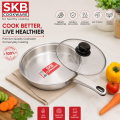 SKB SuS304 Food-grade Stainless Steel "Frying Pan with Glass Lid".