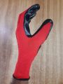 Red Nylon Rubber Coated Nitrile Glove, for Industrial, Construction, Household, Cycling, Bike Riding, Gardening work. Safty Hand Gloves , Red & Black Colour ( 1 Pair).