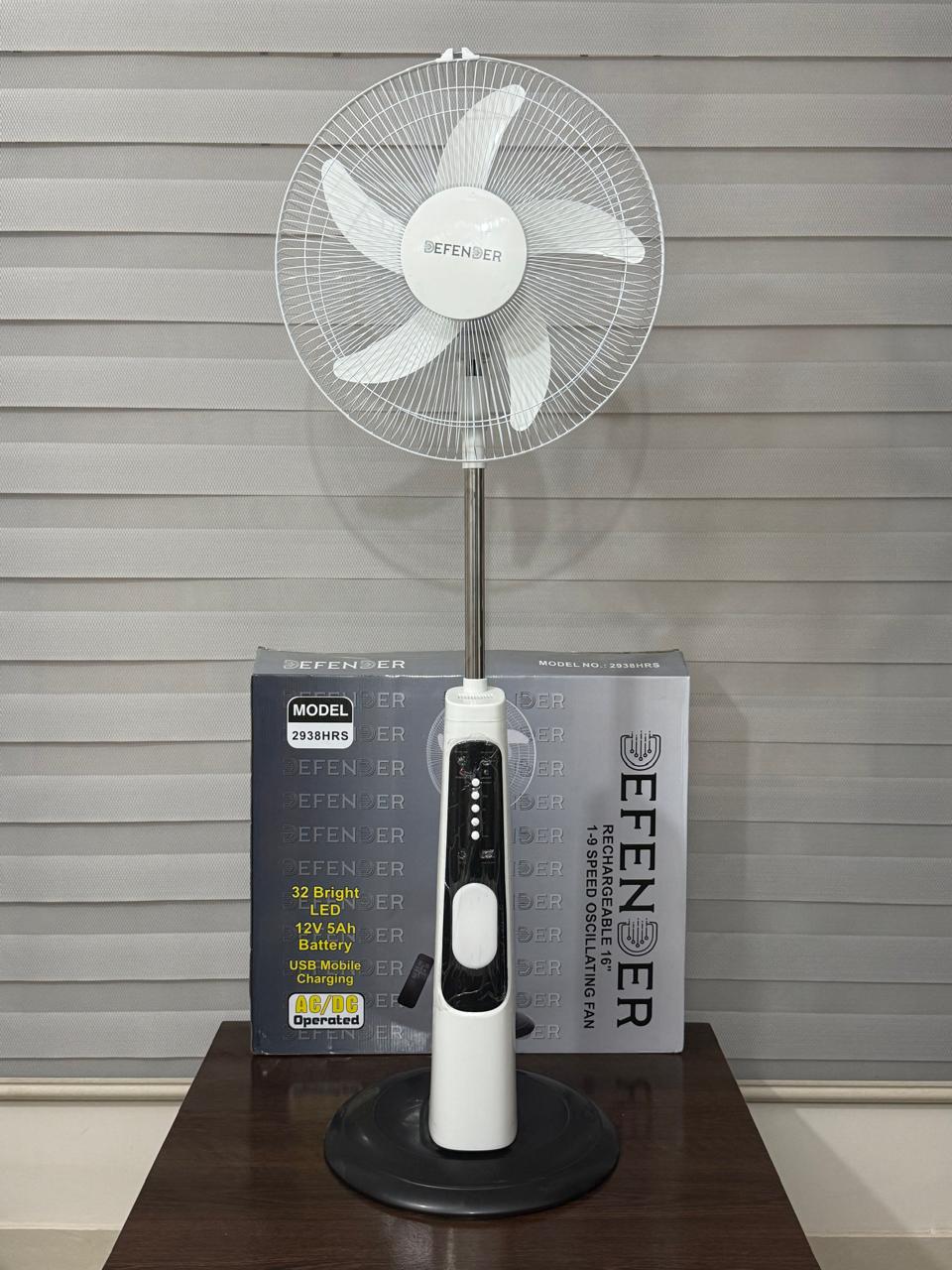 Defender Rechargeable Stand Fan Model - 2938HRS