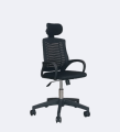 FN-EC-07p Black Smart Office Revolving Chair with Headrest (V Mesh Plastic Base).