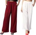 Set of 2 Solid Cotton Relaxed Women Plazo Pants Wear For Ladies. 