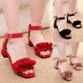 sandalias Kid Shoe Children's Sandals Summer New Girl Princess Shoe Low Heel Girl Sandals Middle Big girl Black Performance Shoe.