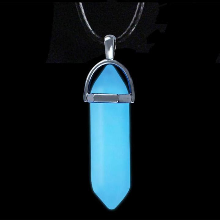 Glowing Necklace Pendant Bull-Et Hexagonal Chain Stone Luminous Necklace Night Fluorescence Glow In The Dark Gift - Necklace For Girls