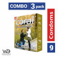 Coral Condom For Men Super Ultra Thin Lubricated Natural Latex - Combo 3 Packs. 