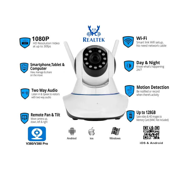 Night Vision V380 / V380 Pro Wifi IP Camera Realtek Chipset Security ...