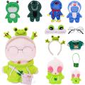 Kawaii Lalafanfan 30Cm Green Plush Animal Clothes Yellow Duck Cute Sweater Sweater Uniform Frog Headwear DIY Birthday Gift. 