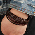 Trendy Multi-layer Leather Bracelet for Men Women Vintage Braided Rope Bracelets Jewelry Gift Casual Black Punk Style Bracelet. 
