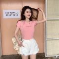 Letter embroidered top 2024 Summer New Slim Bottoming Women's Clothing Korean Style Short Sleeve Fashion T Loose T-shirt.
