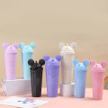 New cross-border cartoon Mickey durian cup large capacity plastic straw cup net red double layer diamond milk tea cup wholesale. 