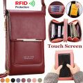 Women Bag Touch Screen Cell Phone Purse Smartphone Wallet Leather Shoulder Strap Handbag. 