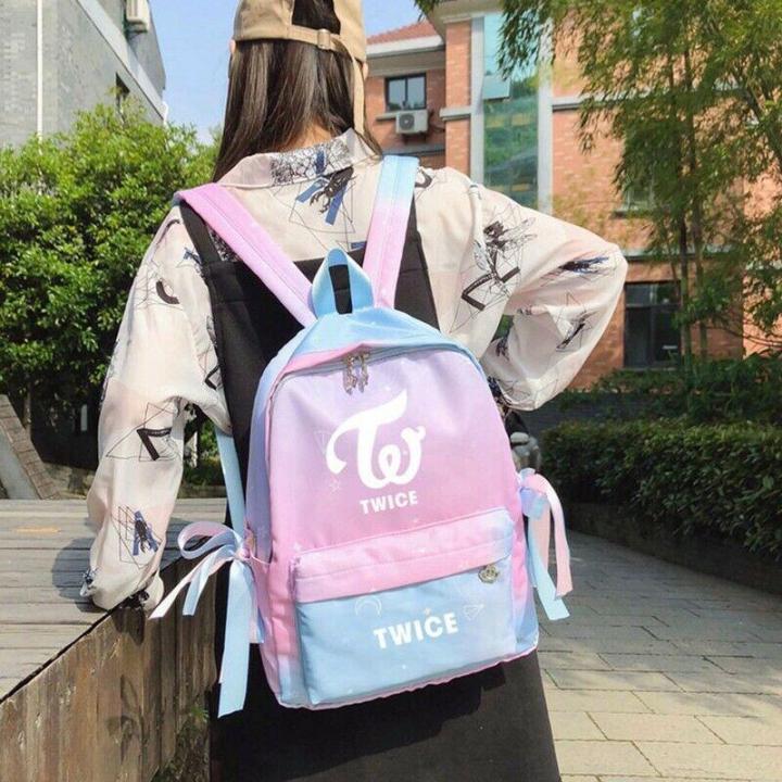 KPOP%20TWICE%20Gradient%20Color%20Backpack%20Travel%20Shoulder%20Bag%20Student%20Canvas%20Schoolbag%20-%20Image%203