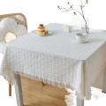 French tablecloth, Japanese cotton and linen, white light, luxury coffee table, round table, tablecloth, bedside table, desk, desk, square table. 