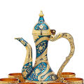 Turkish Coffee Pot Set Craft including Teapot and Tea Cups Decorative Turkish Cup Set Drinkware Flagon for Home Decorations Gifts. 