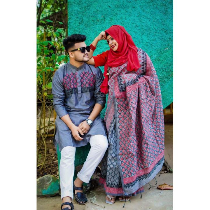 New Exclusive Designer High Quality Half Silk Combo Couple Dress