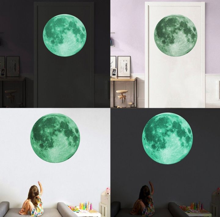 20cm Luminous Moon 3D Wall Sticker Fluorescent Glow In The Dark Moon