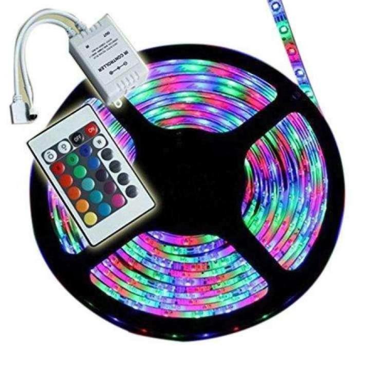 SUPERNIGHT 5M 16.4 Ft SMD 3528 RGB 300 LED Color Changing Kit with Flexible Strip Light 24 Key IR Remote Control and Power Supply
