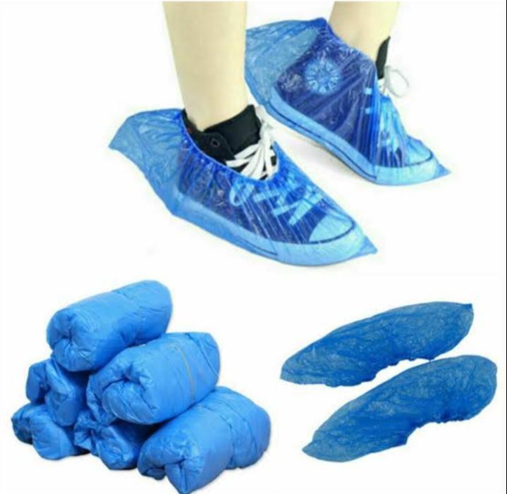 40-Piece Disposable Shoe Covers for Carpet Protection, Elasticated Anti-Slip Boot Covers, Blue
