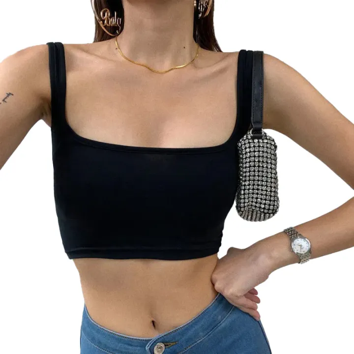 Women%20Workout%20Tank%20Tops,%20Adults%20Casual%20Slim-fit%20Solid%20Color%20Square%20Collar%20Crop%20Tops%20-%20Image%202