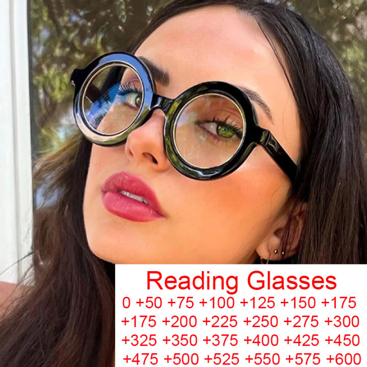 2024 Vintage Black Round Reading Glasses Women Men Big