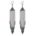 Retro Ethnic Women Jhumka Earrings Female Bohemian Vacation Flower Carved Long Tassel Earrings Gypsy Indian Jewelry Oorbellen. 