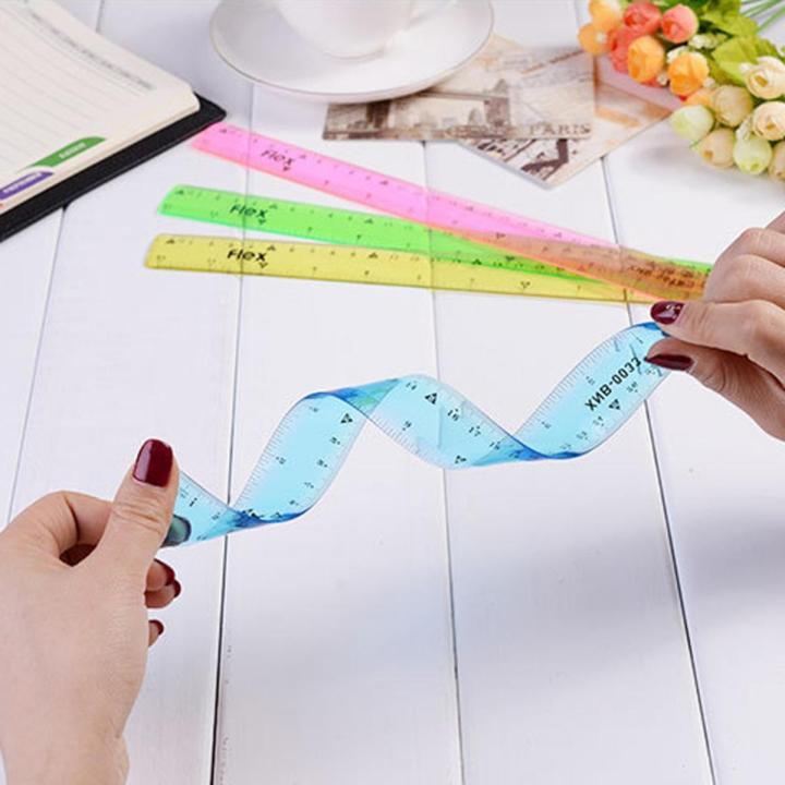 Anti-break PVC Ruler with Inches Metric Scales for Kids Students Adults Drawing